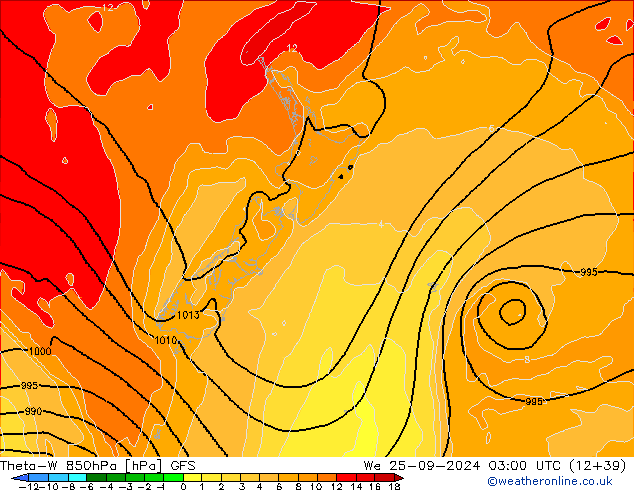 Theta-W 850hPa GFS wo 25.09.2024 03 UTC