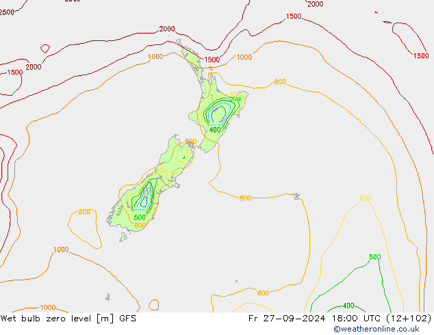 Theta-W Isoterma 0° GFS Sex 27.09.2024 18 UTC