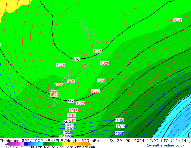 Thck 500-1000hPa GFS Ne 29.09.2024 12 UTC