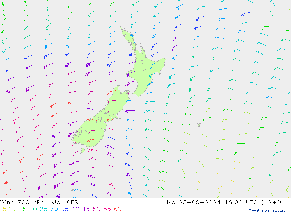 Wind 700 hPa GFS Mo 23.09.2024 18 UTC