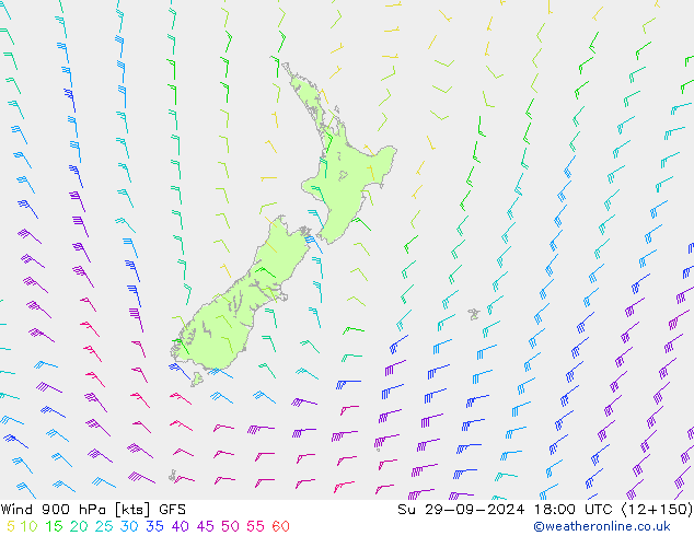 Wind 900 hPa GFS Su 29.09.2024 18 UTC