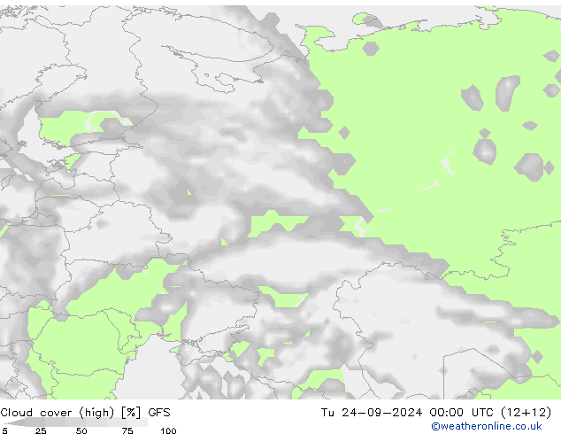 Bewolking (Hoog) GFS di 24.09.2024 00 UTC