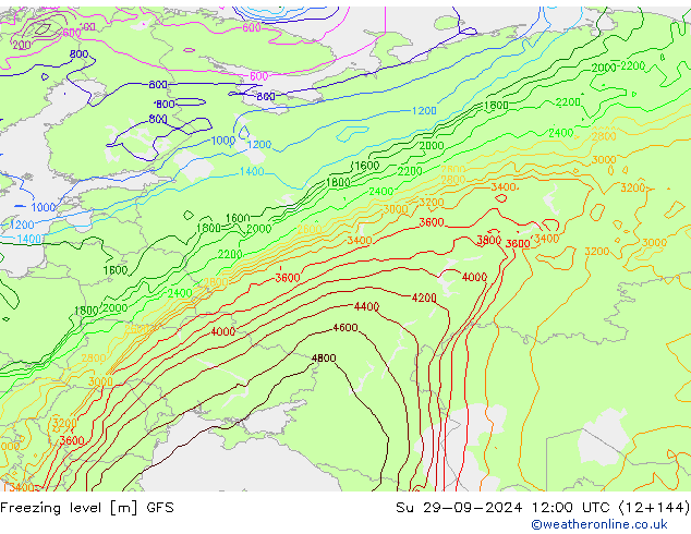 Freezing level GFS Su 29.09.2024 12 UTC