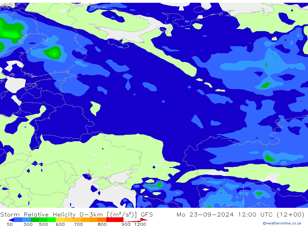 Storm Relative Helicity GFS Mo 23.09.2024 12 UTC