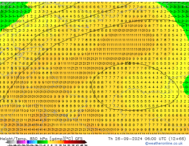 Z500/Rain (+SLP)/Z850 GFS Th 26.09.2024 06 UTC