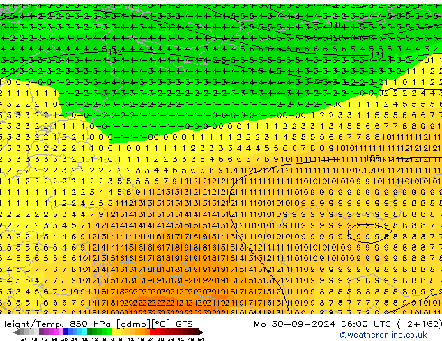 Z500/Rain (+SLP)/Z850 GFS Po 30.09.2024 06 UTC