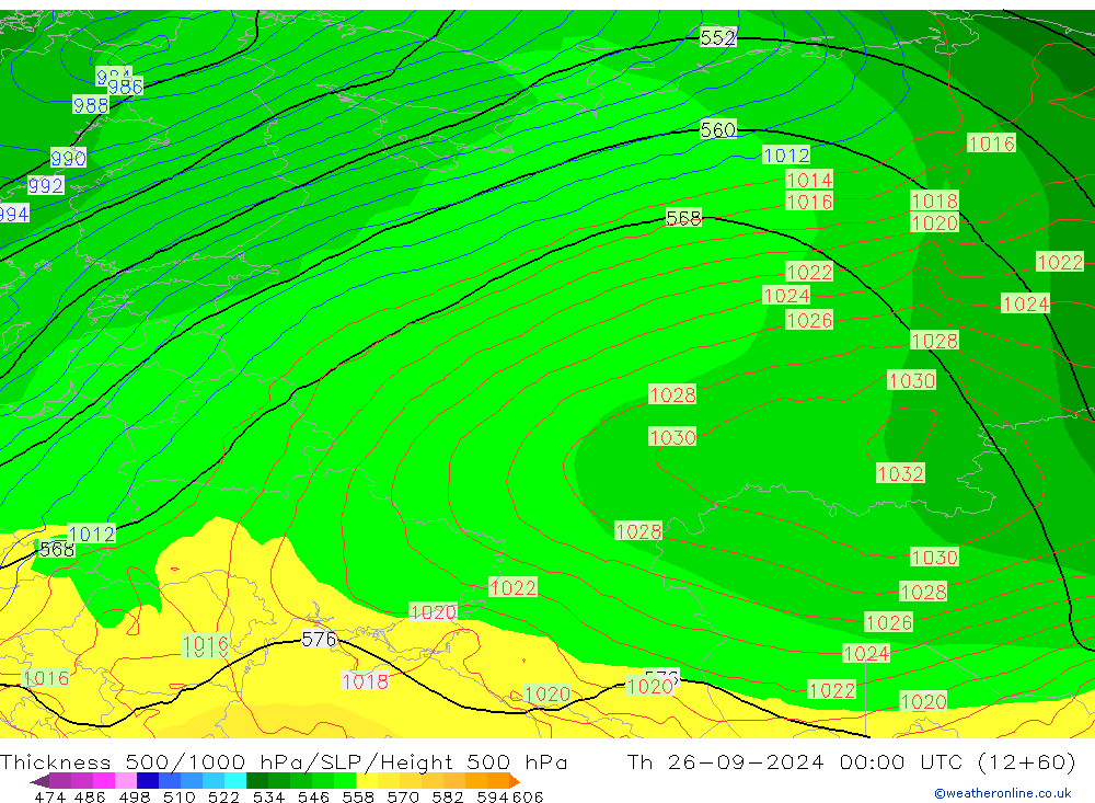 Thck 500-1000hPa GFS Th 26.09.2024 00 UTC