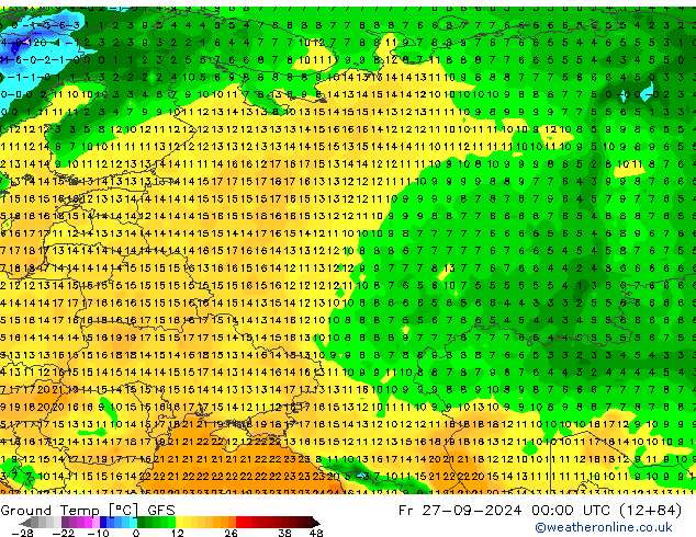 Temp. gruntu GFS pt. 27.09.2024 00 UTC