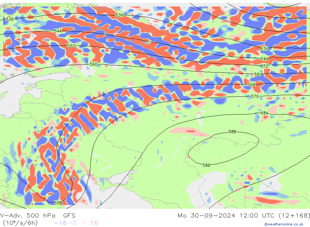 V-Adv. 500 hPa GFS pon. 30.09.2024 12 UTC