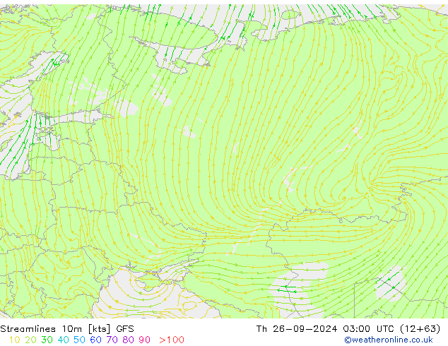 ветер 10m GFS чт 26.09.2024 03 UTC