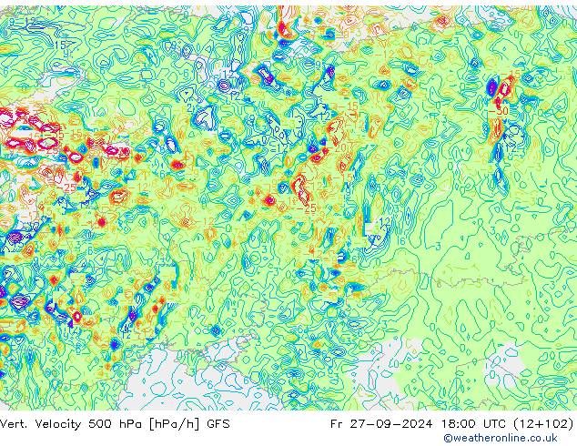 Vert. Velocity 500 hPa GFS Fr 27.09.2024 18 UTC