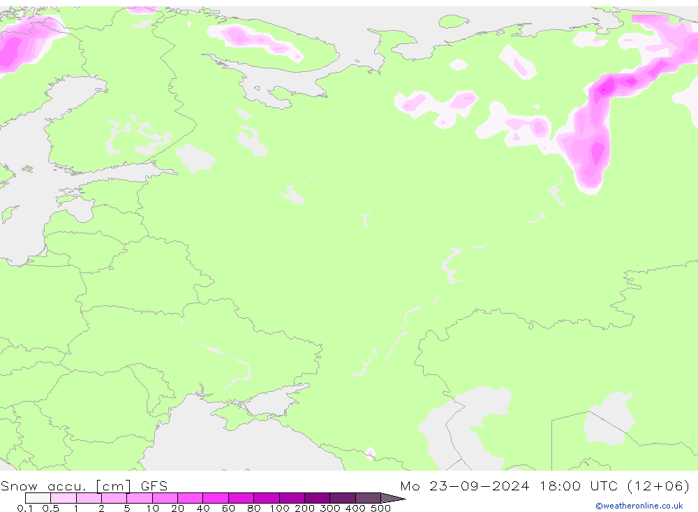 Snow accu. GFS Mo 23.09.2024 18 UTC