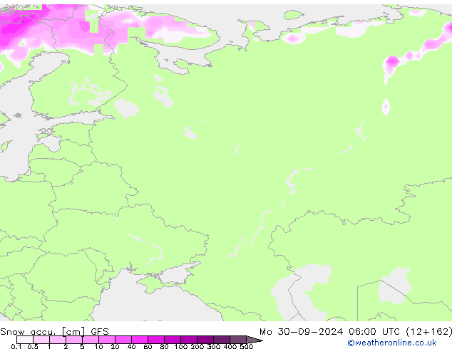 Snow accu. GFS  30.09.2024 06 UTC