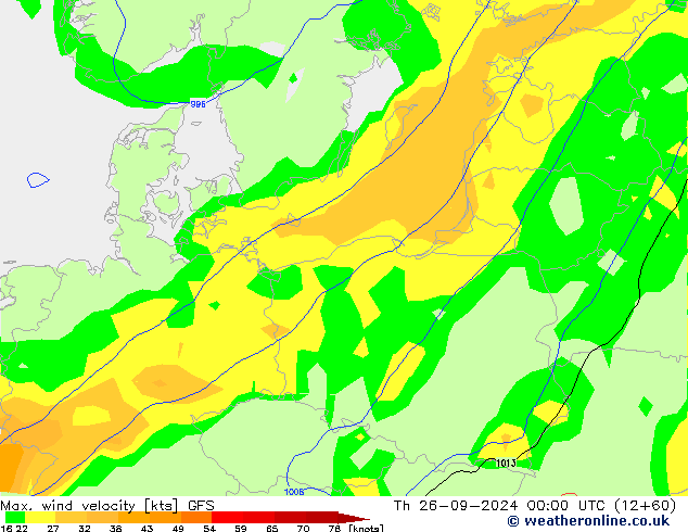 Max. wind velocity GFS Th 26.09.2024 00 UTC