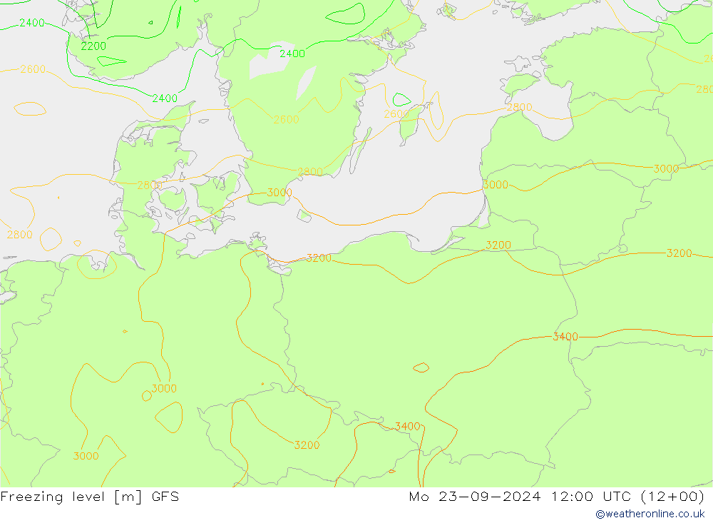 Freezing level GFS  23.09.2024 12 UTC