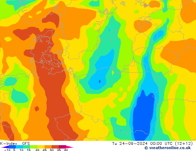 K-Index GFS Tu 24.09.2024 00 UTC