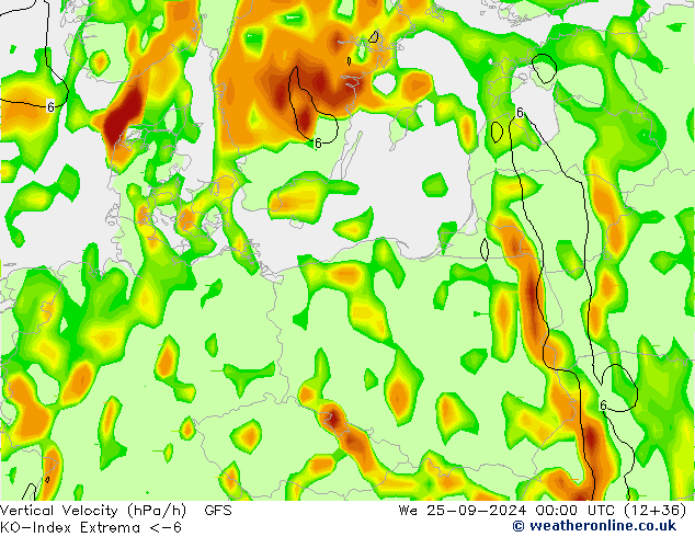 Convection-Index GFS We 25.09.2024 00 UTC