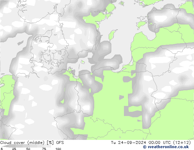 Cloud cover (middle) GFS Tu 24.09.2024 00 UTC