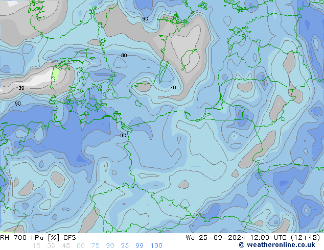 RH 700 hPa GFS September 2024