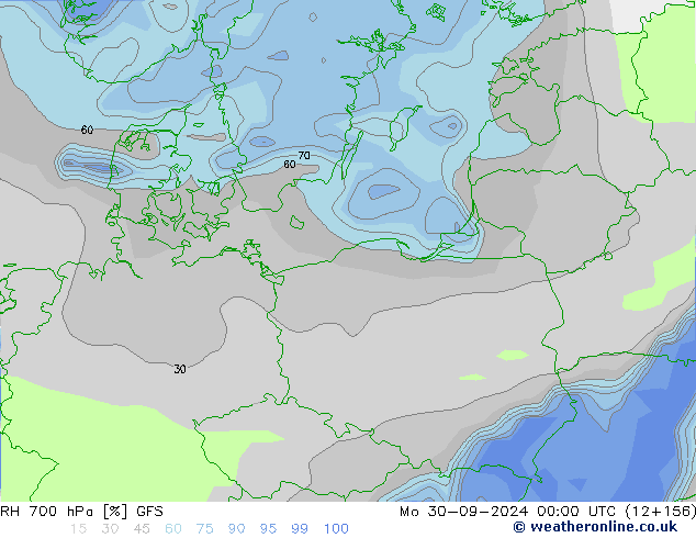 RH 700 hPa GFS Mo 30.09.2024 00 UTC