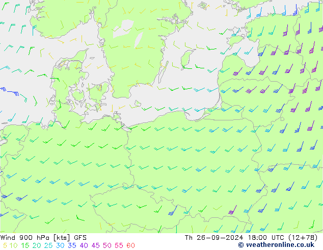 Wind 900 hPa GFS Th 26.09.2024 18 UTC