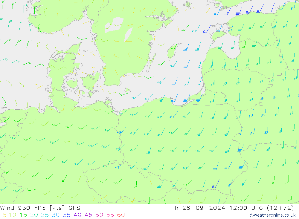 Vento 950 hPa GFS Qui 26.09.2024 12 UTC