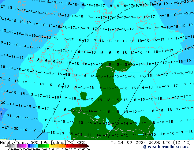 Z500/Rain (+SLP)/Z850 GFS mar 24.09.2024 06 UTC