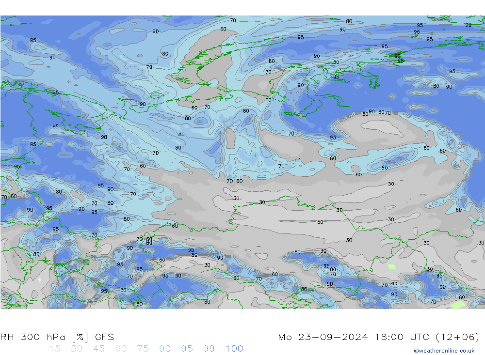 RV 300 hPa GFS ma 23.09.2024 18 UTC