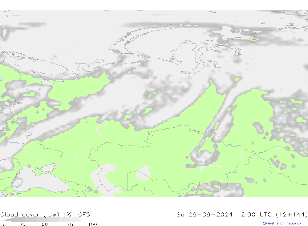 Nubi basse GFS dom 29.09.2024 12 UTC