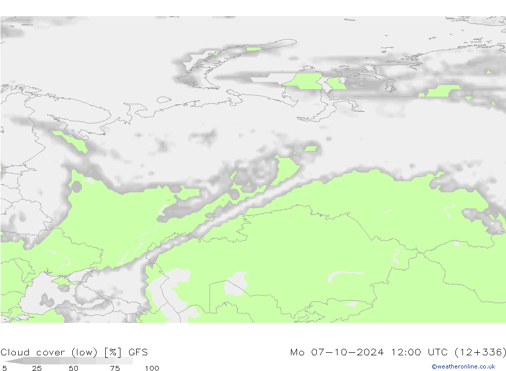 облака (низкий) GFS пн 07.10.2024 12 UTC