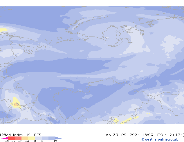 Lifted Index GFS Mo 30.09.2024 18 UTC