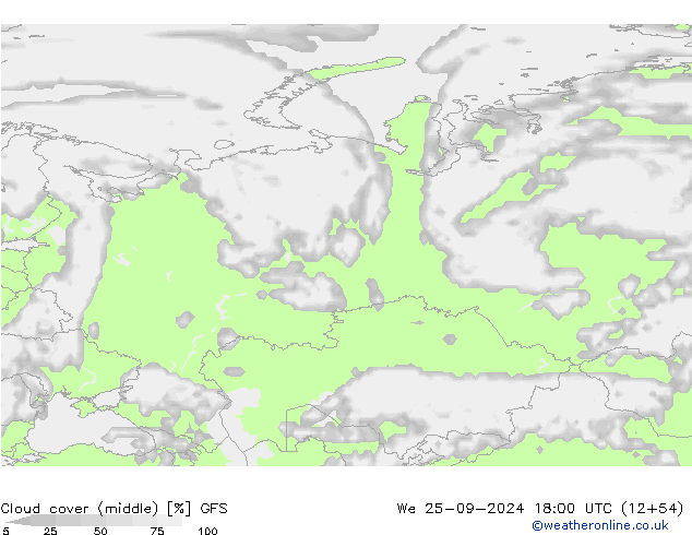 nuvens (médio) GFS Qua 25.09.2024 18 UTC