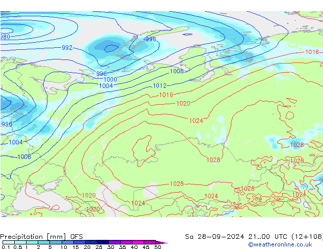 Precipitación GFS sáb 28.09.2024 00 UTC