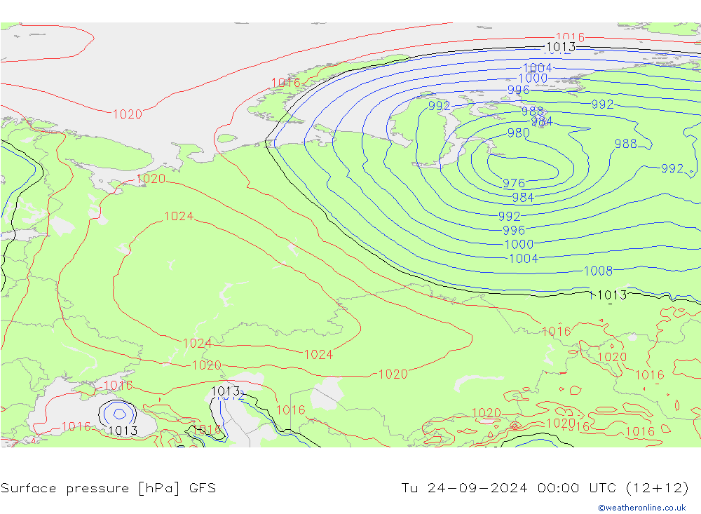 pressão do solo GFS Ter 24.09.2024 00 UTC