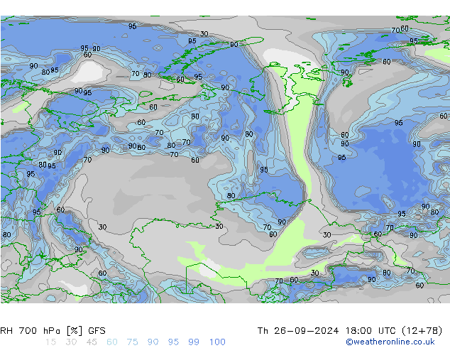 RH 700 hPa GFS Th 26.09.2024 18 UTC