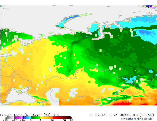 температура от 0-10 см GFS пт 27.09.2024 06 UTC