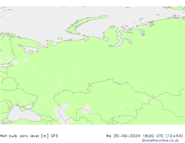 Theta-W Isoterma 0° GFS Qua 25.09.2024 18 UTC