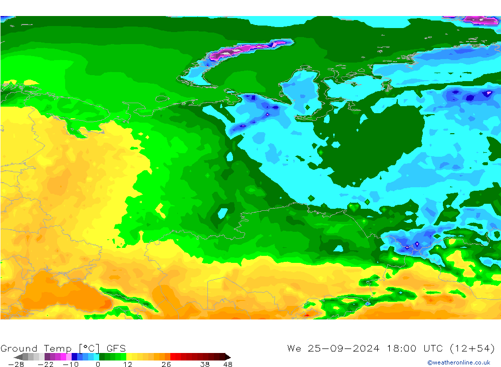 Temp. al suolo GFS mer 25.09.2024 18 UTC