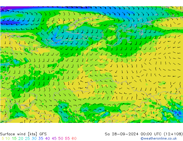 Surface wind GFS Sa 28.09.2024 00 UTC