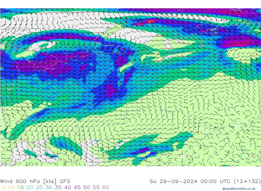 Wind 900 hPa GFS Su 29.09.2024 00 UTC