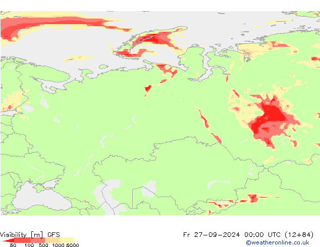 Visibilità GFS ven 27.09.2024 00 UTC