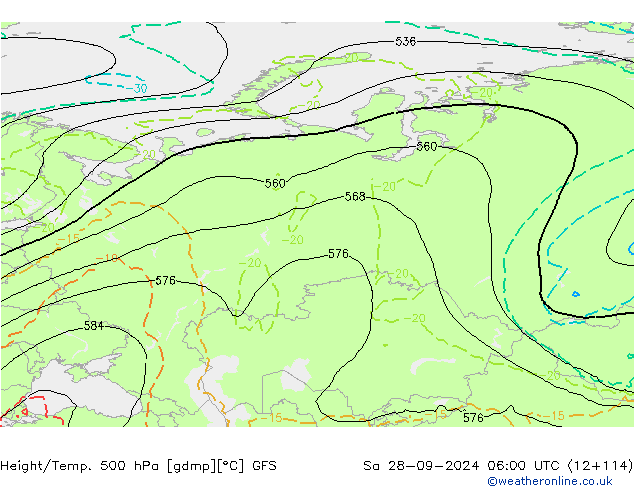 Z500/Rain (+SLP)/Z850 GFS  28.09.2024 06 UTC