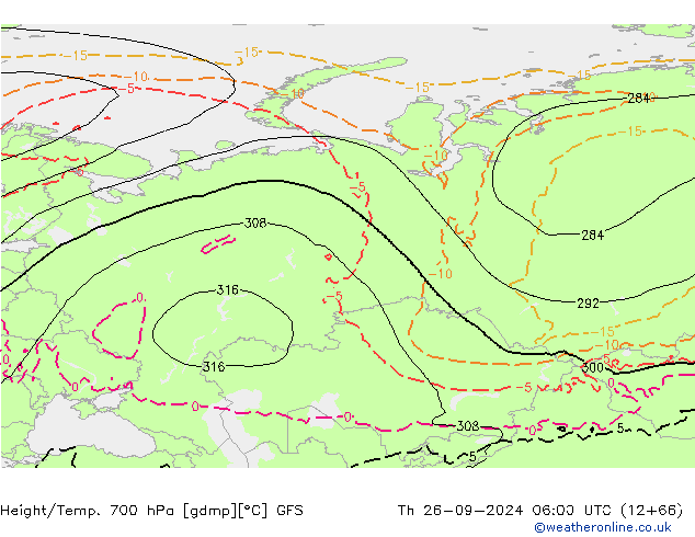 Height/Temp. 700 hPa GFS Th 26.09.2024 06 UTC