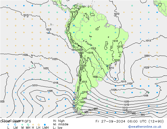 Cloud layer GFS Fr 27.09.2024 06 UTC