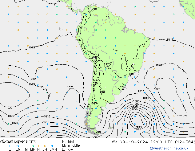 Cloud layer GFS mer 09.10.2024 12 UTC