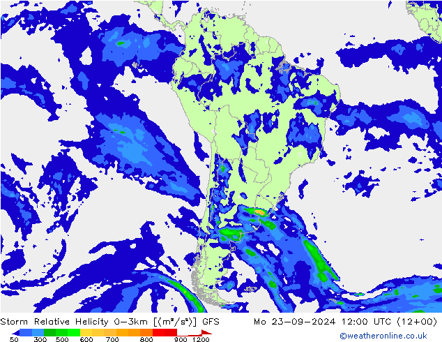 Storm Relative Helicity GFS September 2024