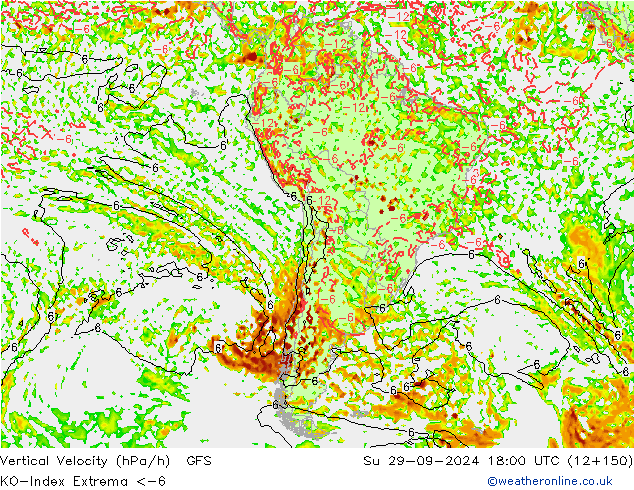 Convectie-Index GFS zo 29.09.2024 18 UTC