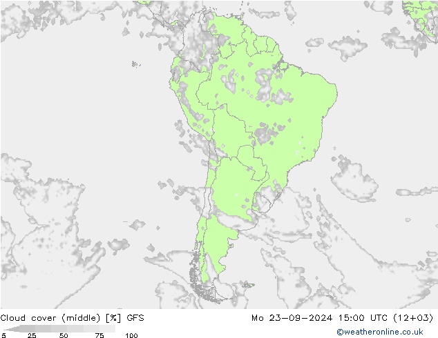 облака (средний) GFS пн 23.09.2024 15 UTC