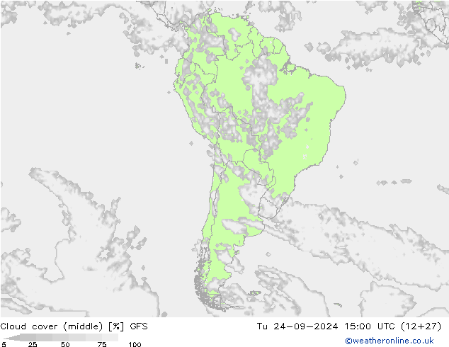 nuvens (médio) GFS Ter 24.09.2024 15 UTC