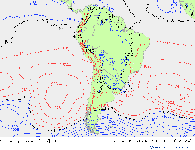 Surface pressure GFS Tu 24.09.2024 12 UTC